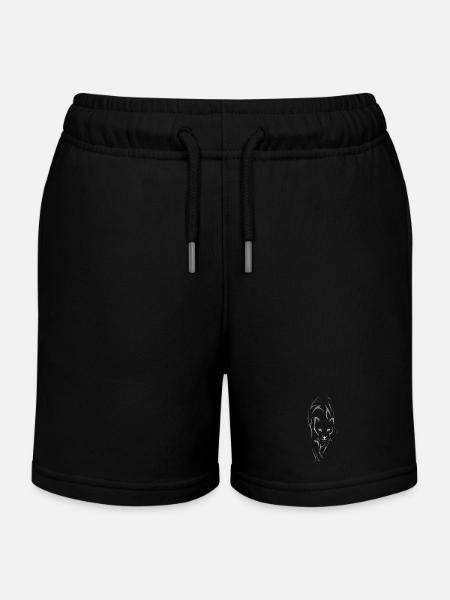 Silhouette Féline Linéaire Noir et Blanc - Short de jogging enfant bio Stanley/Stella - noir