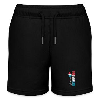 Made in Luxembourg, vertical design - Kids Organic Sweat Shorts by Stanley/Stella - black - Front