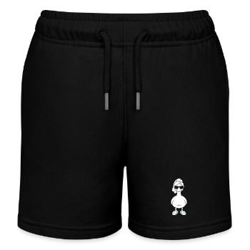 Canard solaire avec serviette de bain et chaussons - Short de jogging enfant bio Stanley/Stella - noir - Devant