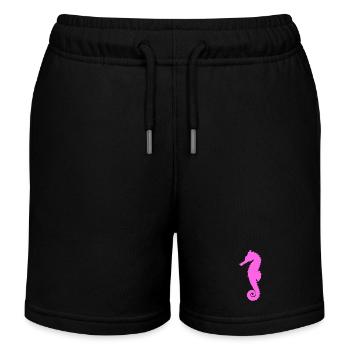 Seepferdchen pink - Kinder Organic Joggingshorts Mini Bolter von Stanley/Stella - Schwarz - Vorne