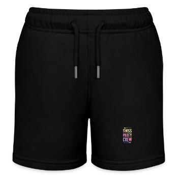 Swiss Party Crew Bunt Schweiz - Kinder Organic Joggingshorts Mini Bolter von Stanley/Stella - Schwarz - Vorne
