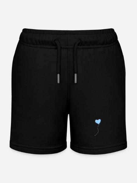 Blauer Herz Luftballon Baby Geschenkidee - Kinder Organic Joggingshorts Mini Bolter von Stanley/Stella - Schwarz