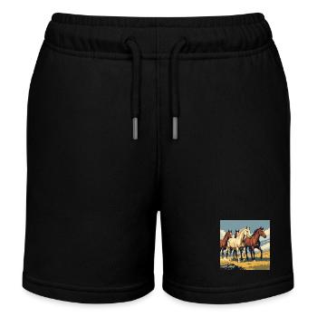 Quarter Horse Herde - Kinder Organic Joggingshorts Mini Bolter von Stanley/Stella - Schwarz - Vorne