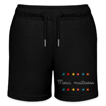 MERCI. MERCI MAÎTRESSE. CADEAU MAÎTRESSE. VACANCES - Short de jogging enfant bio Stanley/Stella - noir - Devant