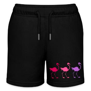Three colorful flamingos - Kids Organic Sweat Shorts by Stanley/Stella - black - Front