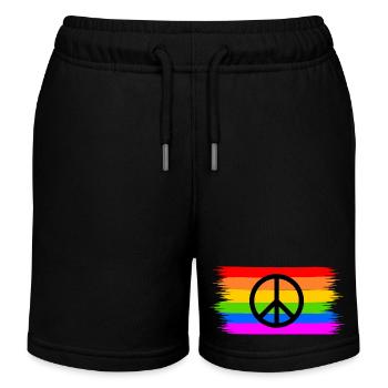 Peace Peacezeichen auf Regenbogenfahne regenbogen - Kinder Organic Joggingshorts Mini Bolter von Stanley/Stella - Schwarz - Vorne