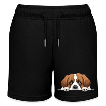 Bernhardiner Spähen Niedliches Entzückendes lustiges Tier - Kinder Organic Joggingshorts Mini Bolter von Stanley/Stella - Schwarz - Vorne