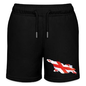 Georgia flag in Georgia map - Kids Organic Sweat Shorts by Stanley/Stella - black - Front