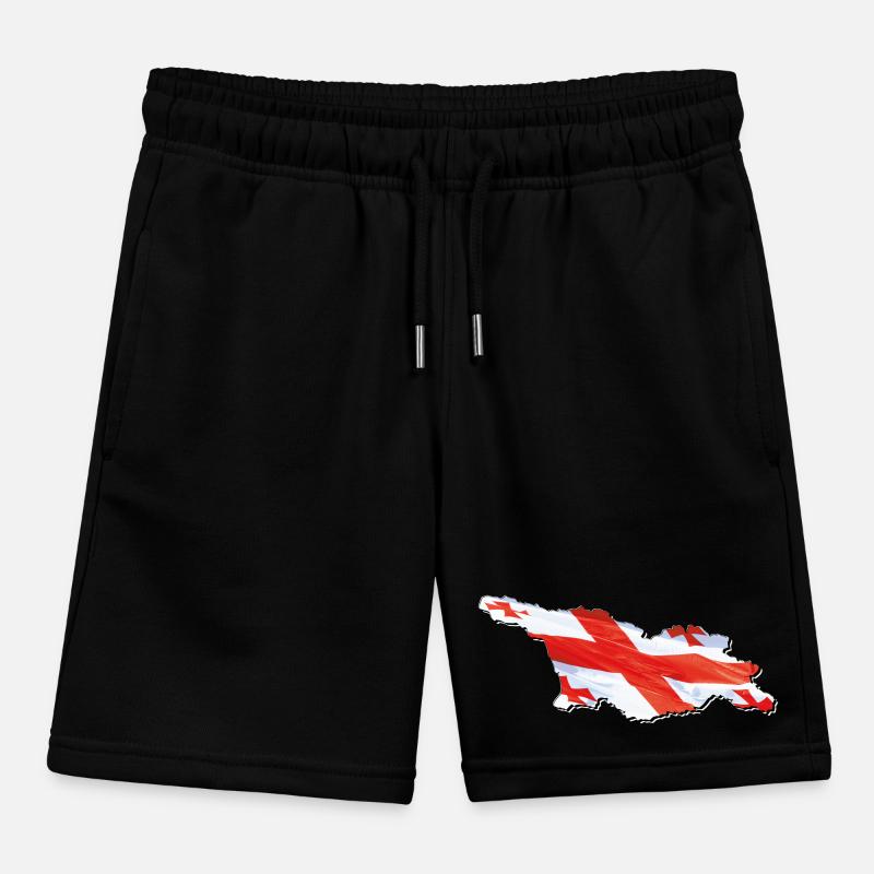 Georgia flag in Georgia map Kids Organic Sweat Shorts by Stanley/Stella