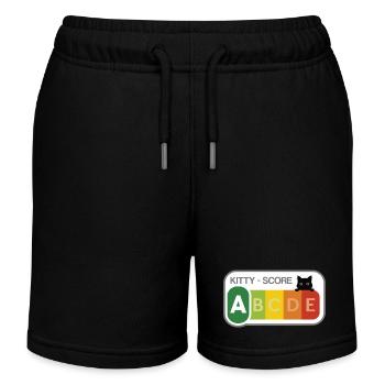 Kitty Score, Cat Score - Kids Organic Sweat Shorts by Stanley/Stella - black - Front