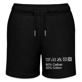 80% Cathair 20% Cotton, funny Cat Design - Kinder Organic Joggingshorts Mini Bolter von Stanley/Stella - Schwarz - Vorne