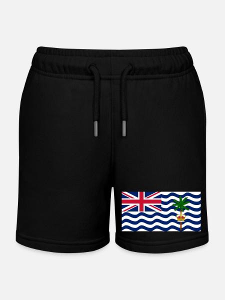 British Indian Ocean Territory - Kids Organic Sweat Shorts by Stanley/Stella - black