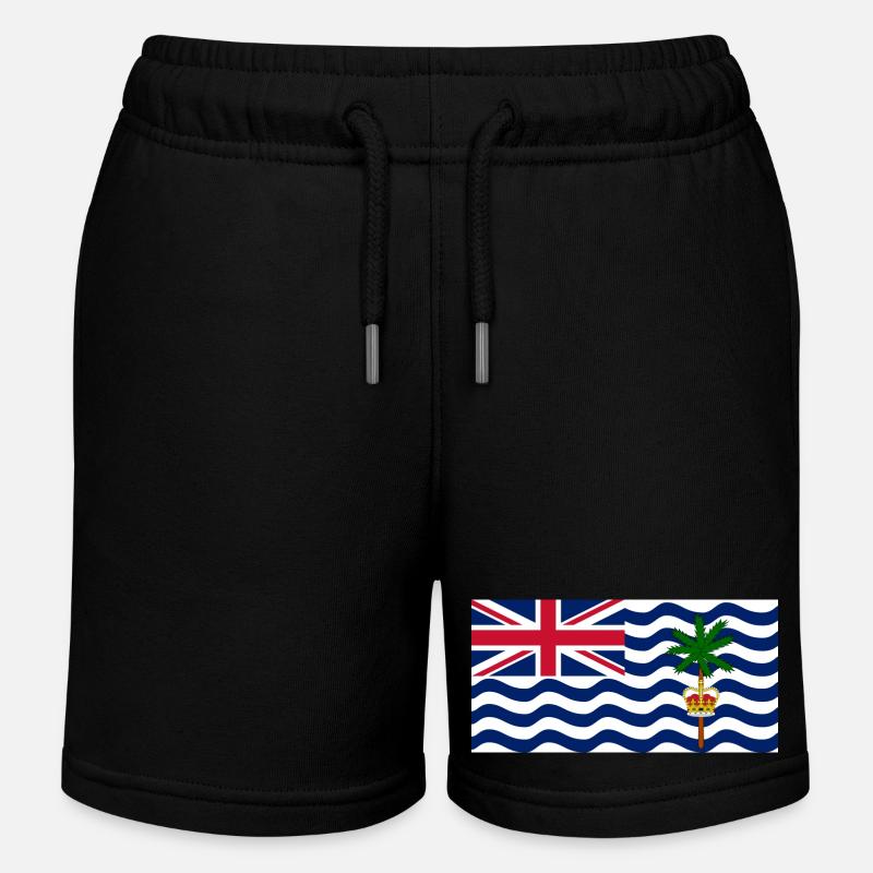 British Indian Ocean Territory - Kids Organic Sweat Shorts by Stanley/Stella - black