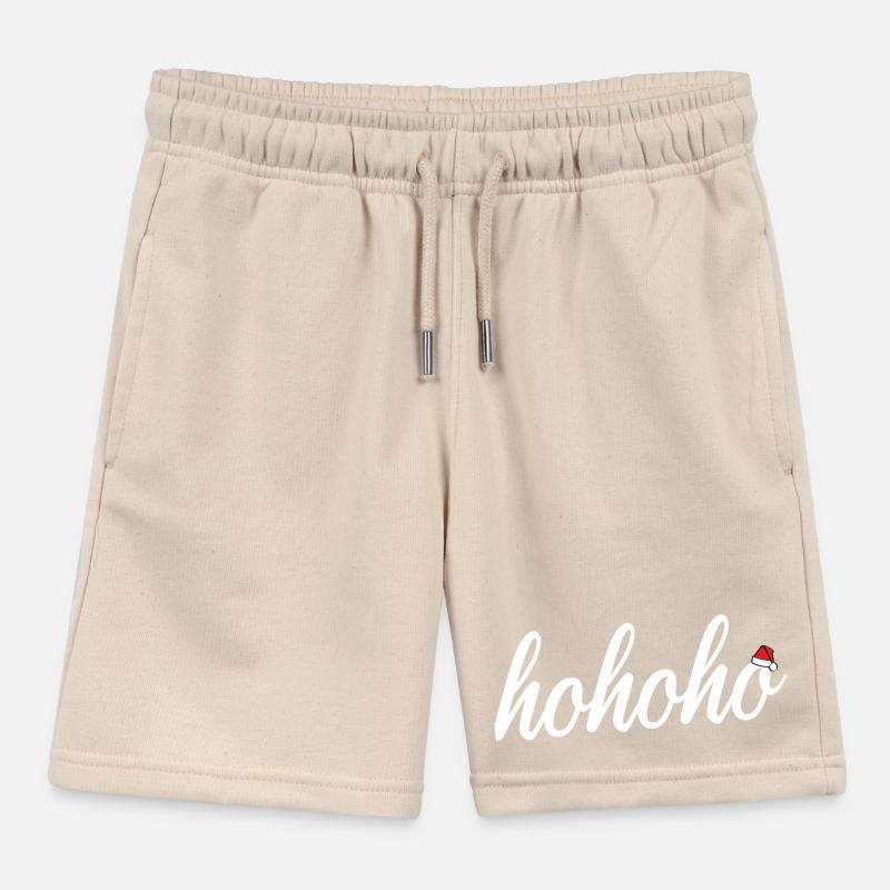 hohoho with Santa's hat Kids Organic Sweat Shorts by Stanley/Stella