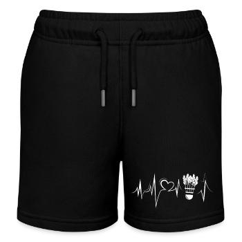Federball Badminton Herzschlag Puls Herz Ballsport - Kinder Organic Joggingshorts Mini Bolter von Stanley/Stella - Schwarz - Vorne