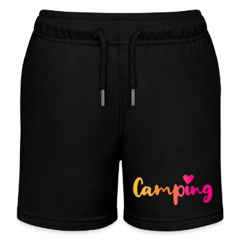 Camping Verlauf Herz pink Quote Fan Camper Outdoor - Kinder Organic Joggingshorts Mini Bolter von Stanley/Stella - Schwarz - Vorne