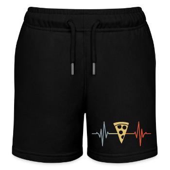 Pizza Pulsschlag - Kinder Organic Joggingshorts Mini Bolter von Stanley/Stella - Schwarz - Vorne