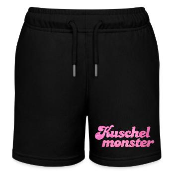 Kuschelmonster flauschig coole Sprüche Fell rosa - Kinder Organic Joggingshorts Mini Bolter von Stanley/Stella - Schwarz - Vorne