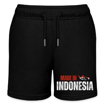 Hergestellt in Indonesien, indonesischer Stolz - Kinder Organic Joggingshorts Mini Bolter von Stanley/Stella - Schwarz - Vorne