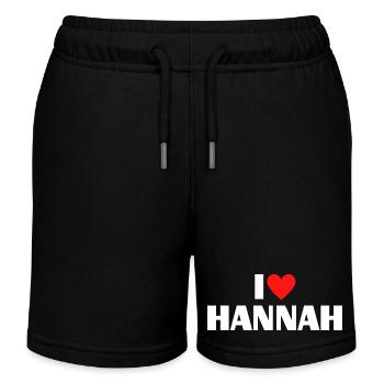 I love Hannah Rotes Herz Romantischer Name Fan - Kinder Organic Joggingshorts Mini Bolter von Stanley/Stella - Schwarz - Vorne