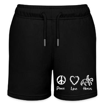 Peace Love Horses - Kinder Organic Joggingshorts Mini Bolter von Stanley/Stella - Schwarz - Vorne