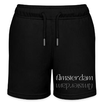 Miroir du mot-symbole Amsterdam - Short de jogging enfant bio Stanley/Stella - noir - Devant