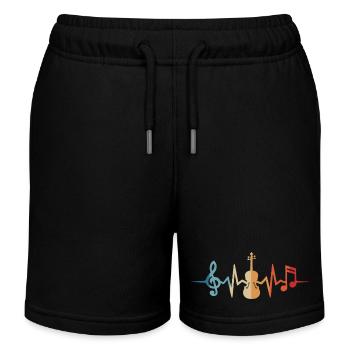 Violine Herzschlag Geige Violinist Geiger Geigen - Kinder Organic Joggingshorts Mini Bolter von Stanley/Stella - Schwarz - Vorne