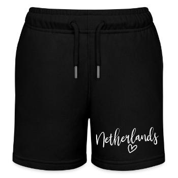 Niederlande Herz Frauenliebe Niederlande - Kinder Organic Joggingshorts Mini Bolter von Stanley/Stella - Schwarz - Vorne