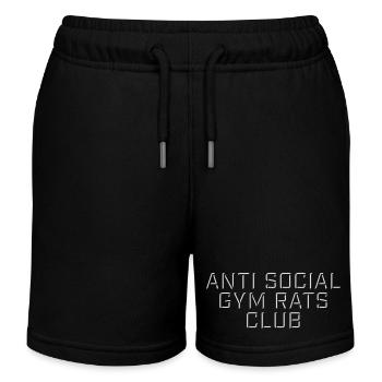 Anti Social Gym Rats Club Funny Fitness Saying - Kids Organic Sweat Shorts by Stanley/Stella - black - Front