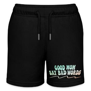 Bonne mère : évasion : Drôle, paroles de maman, design - Short de jogging enfant bio Stanley/Stella - noir - Devant