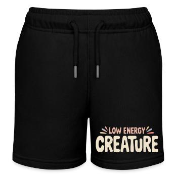 Energie niedrig | Entspannter Tierhumor - Kinder Organic Joggingshorts Mini Bolter von Stanley/Stella - Schwarz - Vorne