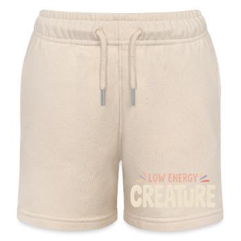 Low Energy | Relaxed animal humor - Kids Organic Sweat Shorts by Stanley/Stella - soft Ecru - Front