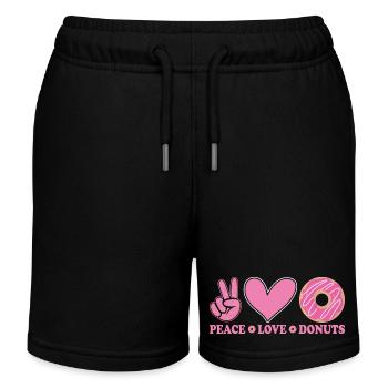 Beignets Paix et Amour - Short de jogging enfant bio Stanley/Stella - noir - Devant