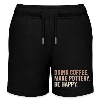 Kaffee trinken Töpfern Töpfern Glücklich sein Kaffee Keramik - Kinder Organic Joggingshorts Mini Bolter von Stanley/Stella - Schwarz - Vorne