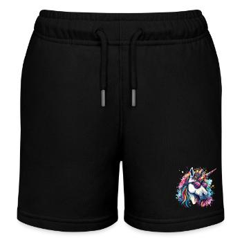Fête Cheval Licorne Coloré Carnaval - Short de jogging enfant bio Stanley/Stella - noir - Devant
