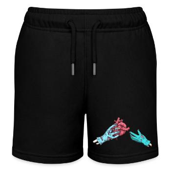 Zombie-Hand, die ein Herz gibt - Kinder Organic Joggingshorts Mini Bolter von Stanley/Stella - Schwarz - Vorne