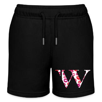 Lettre w bisous - Short de jogging enfant bio Stanley/Stella - noir - Devant