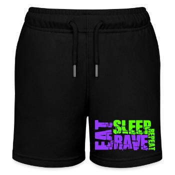 Eat Sleep Rave Repeat Essen Schlafen Raven Spruch - Kinder Organic Joggingshorts Mini Bolter von Stanley/Stella - Schwarz - Vorne