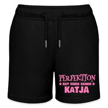 Frauenname Katja - Kinder Organic Joggingshorts Mini Bolter von Stanley/Stella - Schwarz - Vorne