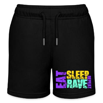 Eat Sleep Rave Repeat Logo Party Musik Wiederholen - Kinder Organic Joggingshorts Mini Bolter von Stanley/Stella - Schwarz - Vorne