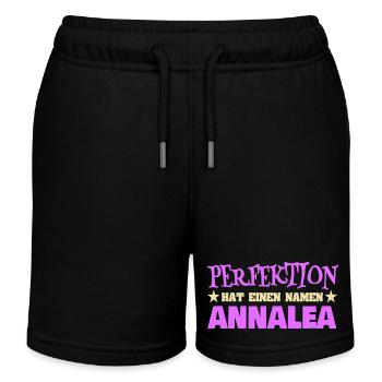 Frauenname Annalea - Kinder Organic Joggingshorts Mini Bolter von Stanley/Stella - Schwarz - Vorne