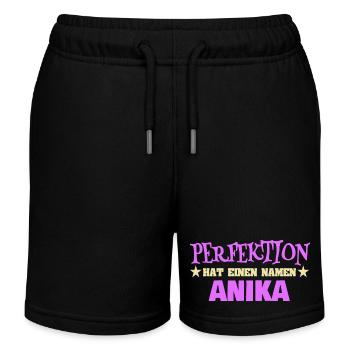 Frauenname Anika - Kinder Organic Joggingshorts Mini Bolter von Stanley/Stella - Schwarz - Vorne