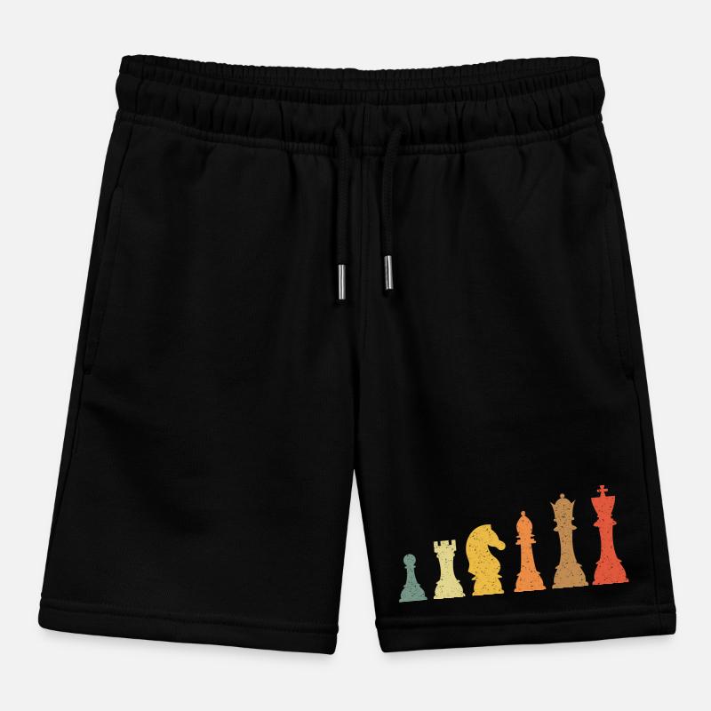 Chess Evolution Vintage Retro Kids Organic Sweat Shorts by Stanley/Stella