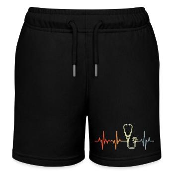 Vintage Stethoskop Pulsschlag - Kinder Organic Joggingshorts Mini Bolter von Stanley/Stella - Schwarz - Vorne