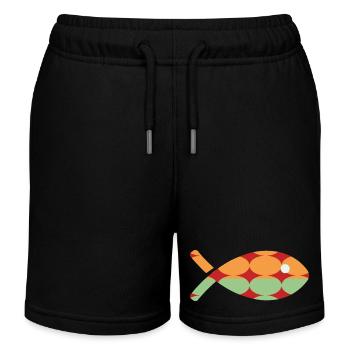 FISH. SARDINE. APRIL FOOL. SEA. OCEAN - Kids Organic Sweat Shorts by Stanley/Stella - black - Front