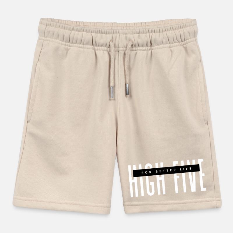 High Five for better life white Kids Organic Sweat Shorts by Stanley/Stella