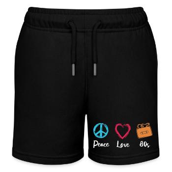 Peace Love 80s - Kids Organic Sweat Shorts by Stanley/Stella - black - Front