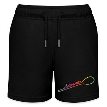 Cooked with love – colourful wooden spoon - Kids Organic Sweat Shorts by Stanley/Stella - black - Front