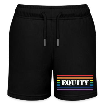Fairness Rainbow Lettering - Kids Organic Sweat Shorts by Stanley/Stella - black - Front