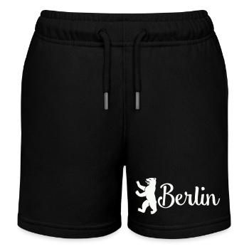 Berlin Bär Logo Schriftzug - Kinder Organic Joggingshorts Mini Bolter von Stanley/Stella - Schwarz - Vorne